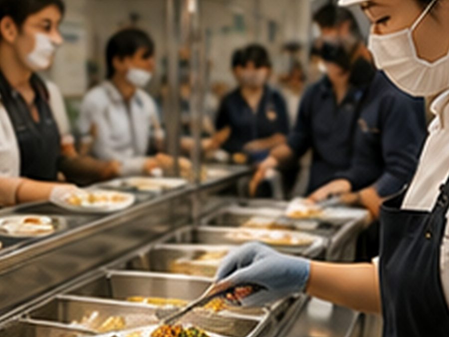 경로식당에서 배식하는 장면